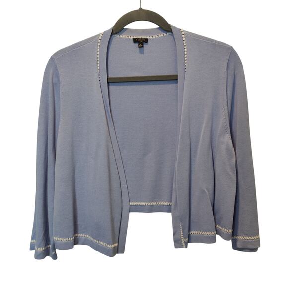Talbots Plus Sz 2X Powder Blue Open Front Cropped Cardigan Cotton Modal - Picture 1 of 5